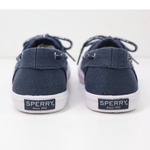 NWT Sperry Kids‎ Bahama Boat Shoe Slip On Loafer Metallic Glitter Navy Shimmer - Picture 7 of 8